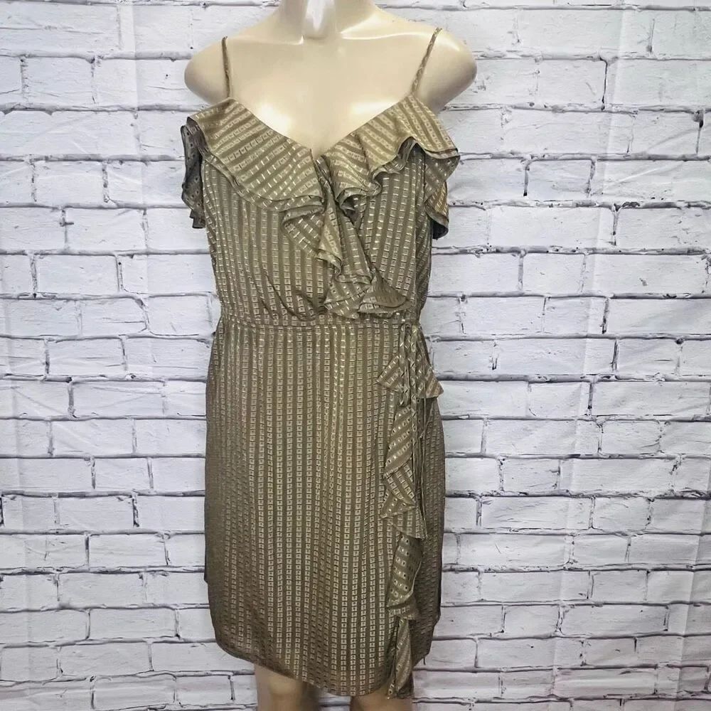 Gianni Bini Women's Brown Ruched Off-the-Shoulder Wrap Dress Size Small